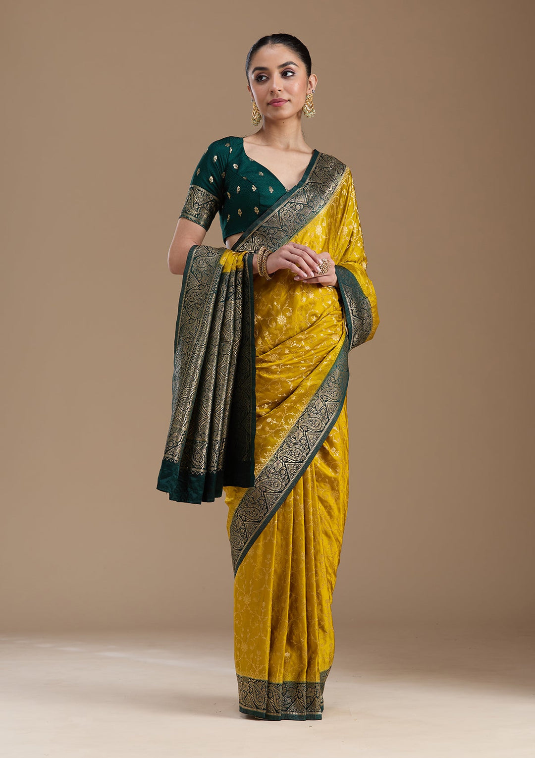 Gold Zariwork Art Silk Saree-koskii