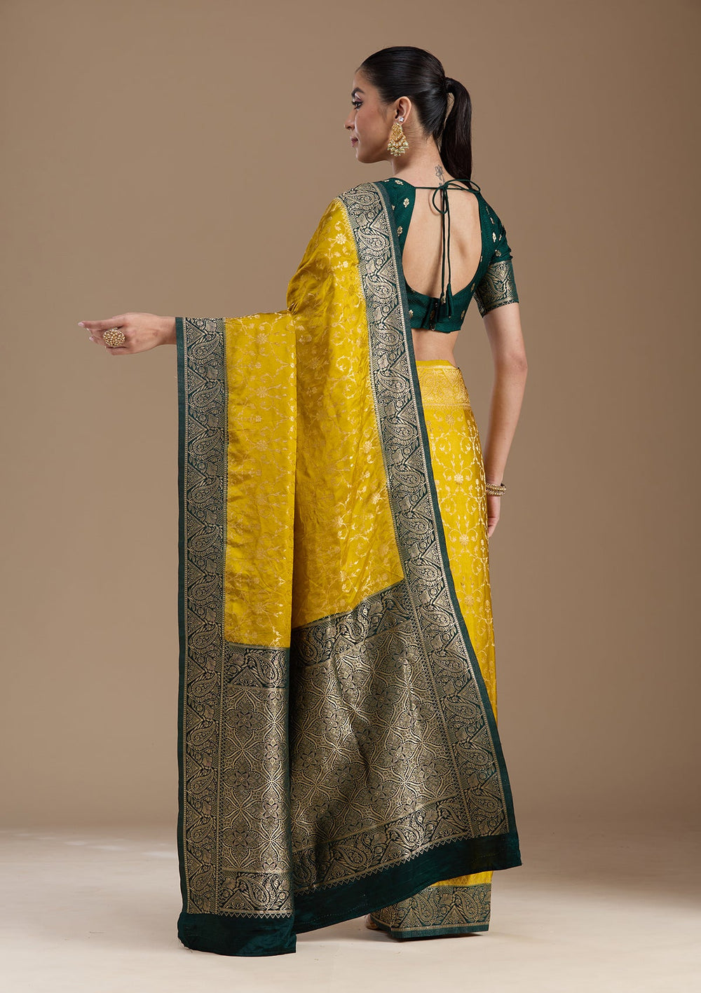 Gold Zariwork Art Silk Saree-koskii