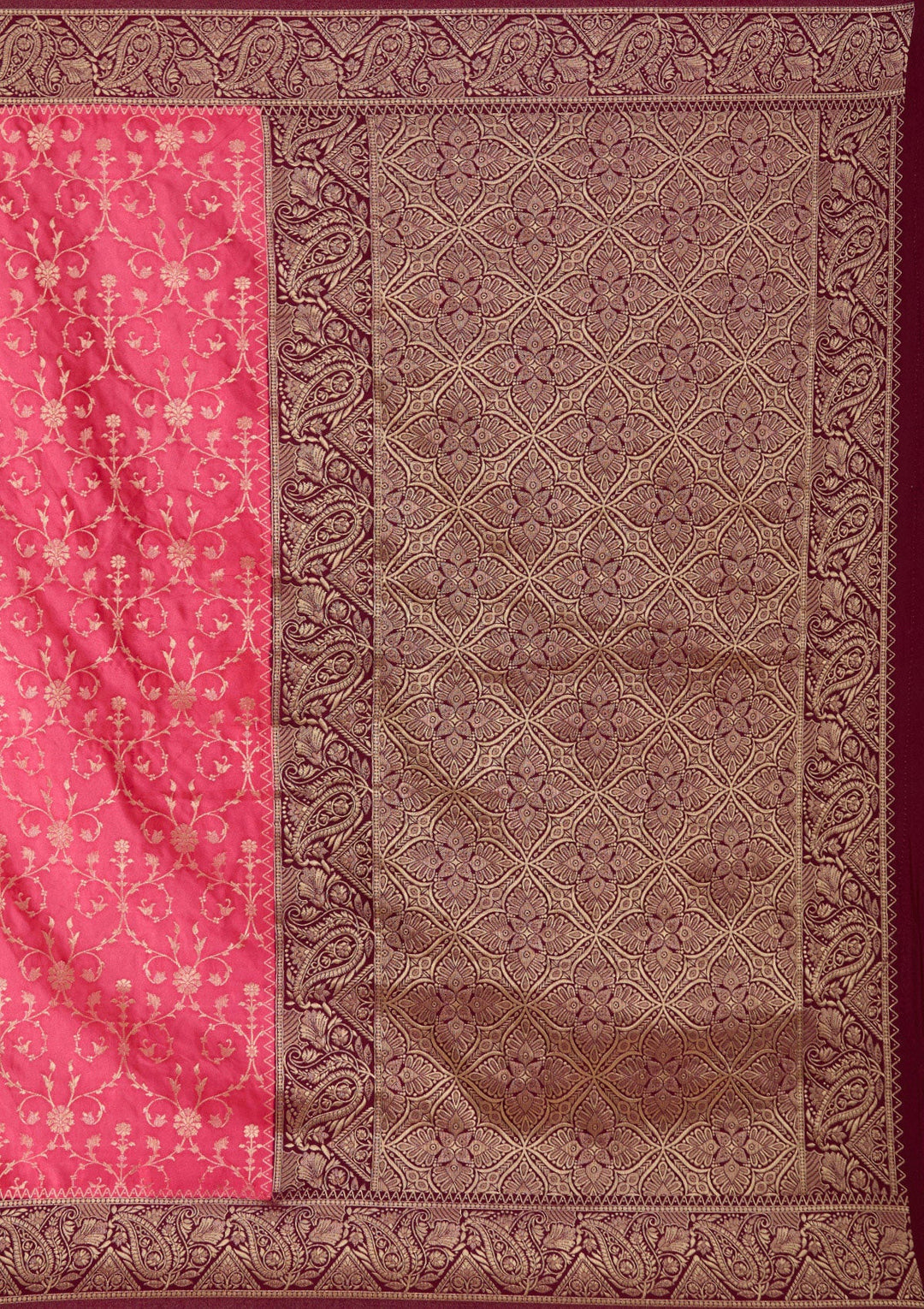 Rani Pink Zariwork Art Silk Saree-koskii
