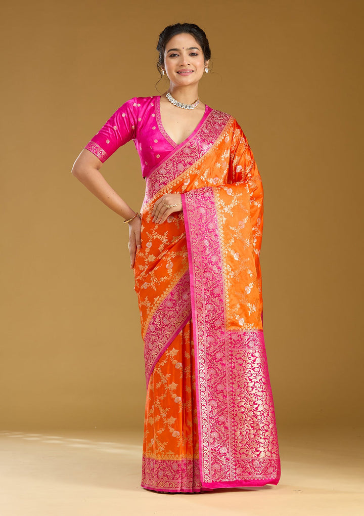 Orange Zariwork (Gold) Art Silk Silk_Saree
