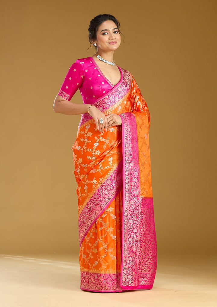 Orange Zariwork (Gold) Art Silk Silk_Saree