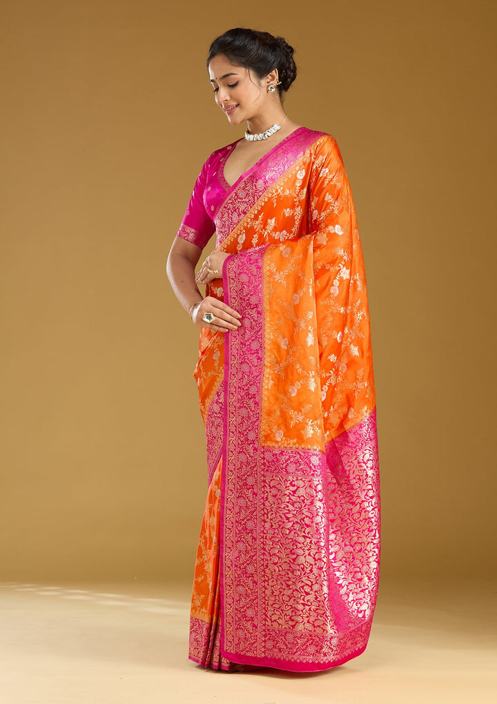 Orange Zariwork (Gold) Art Silk Silk_Saree