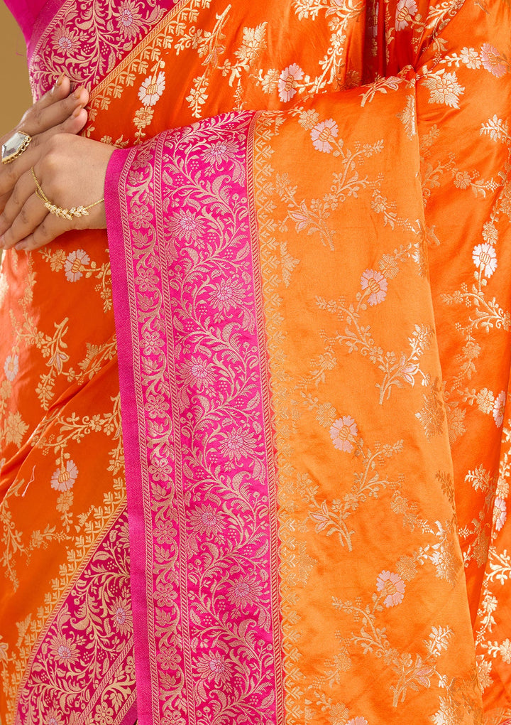 Orange Zariwork (Gold) Art Silk Silk_Saree