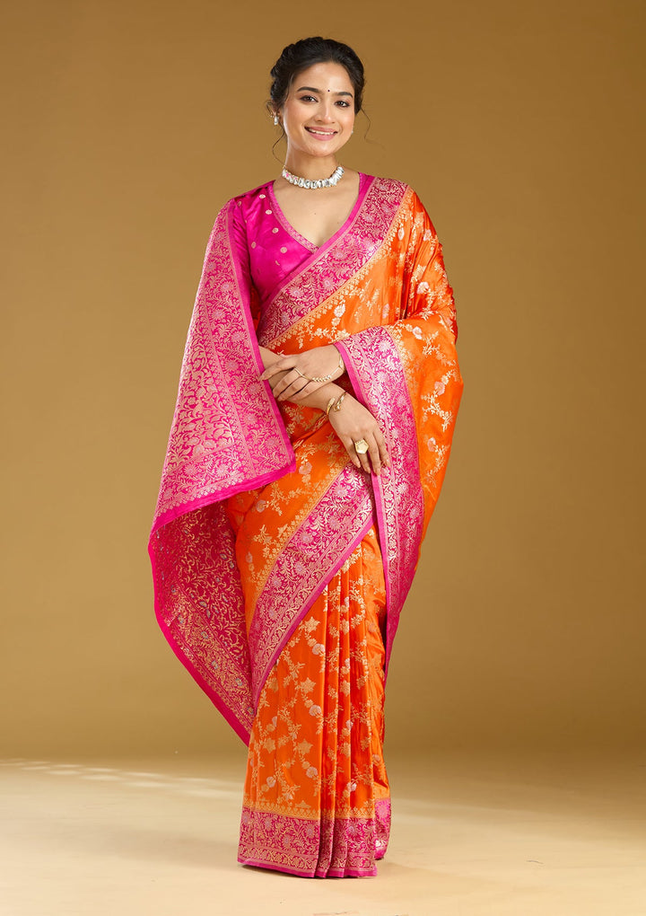 Orange Zariwork (Gold) Art Silk Silk_Saree
