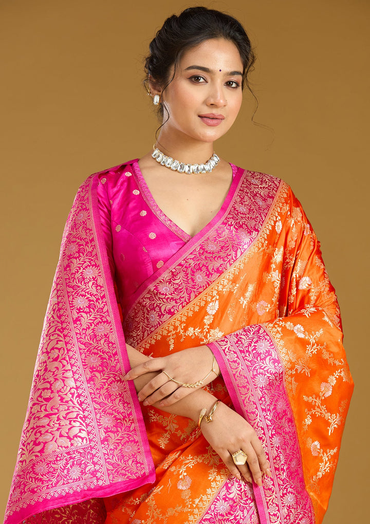 Orange Zariwork (Gold) Art Silk Silk_Saree