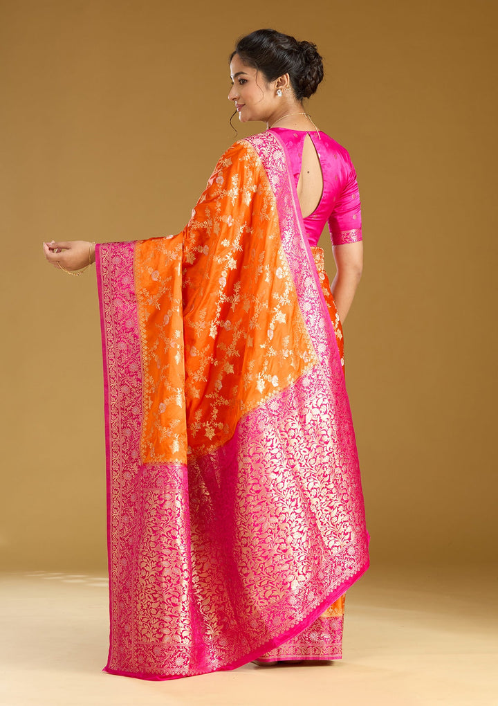 Orange Zariwork (Gold) Art Silk Silk_Saree