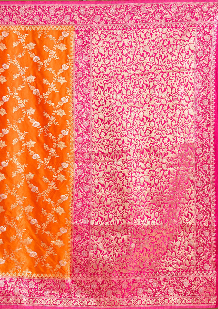 Orange Zariwork (Gold) Art Silk Silk_Saree