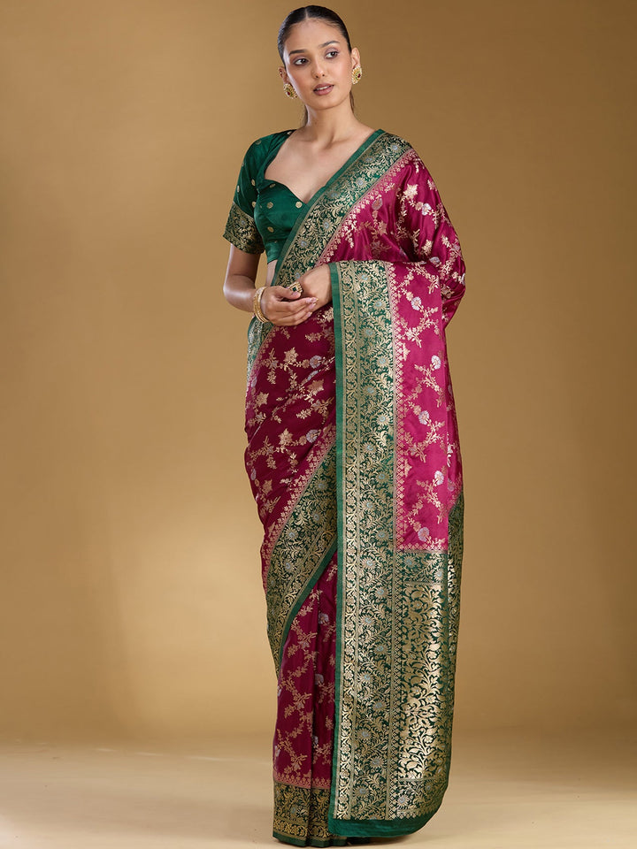 Wine Zariwork (Gold) Art Silk Silk_Saree