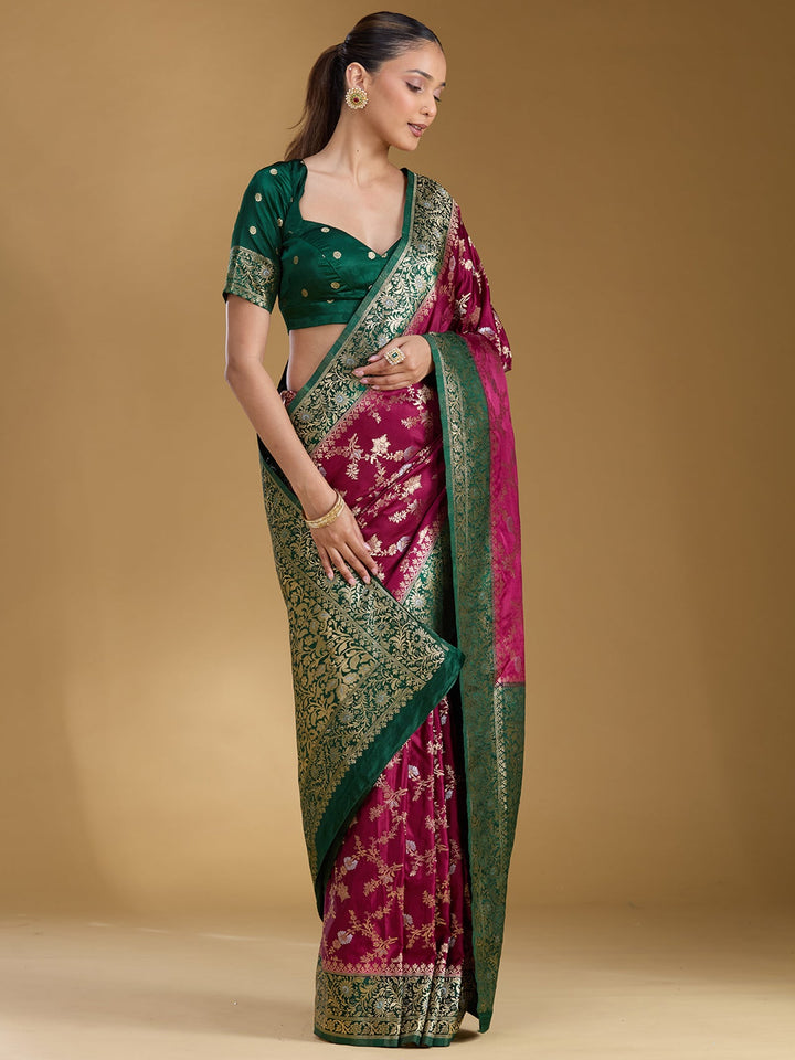 Bottle Green Zariwork (Gold) Art Silk Silk_Saree