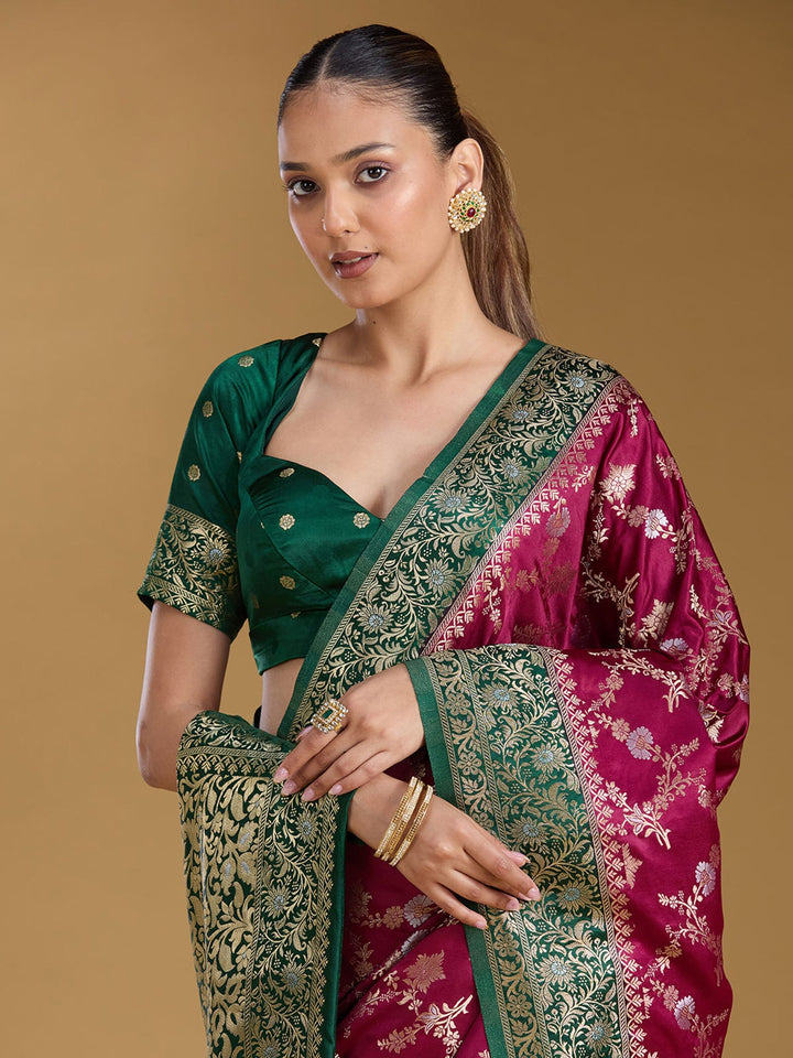 Wine Zariwork (Gold) Art Silk Silk_Saree