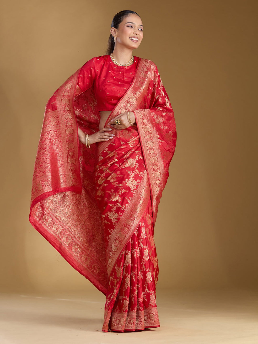 Red Zariwork (Gold) Art Silk Silk_Saree