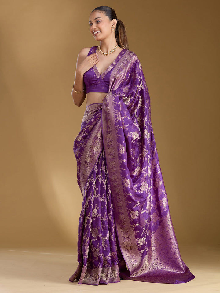Violet Zariwork (Gold) Art Silk Silk_Saree