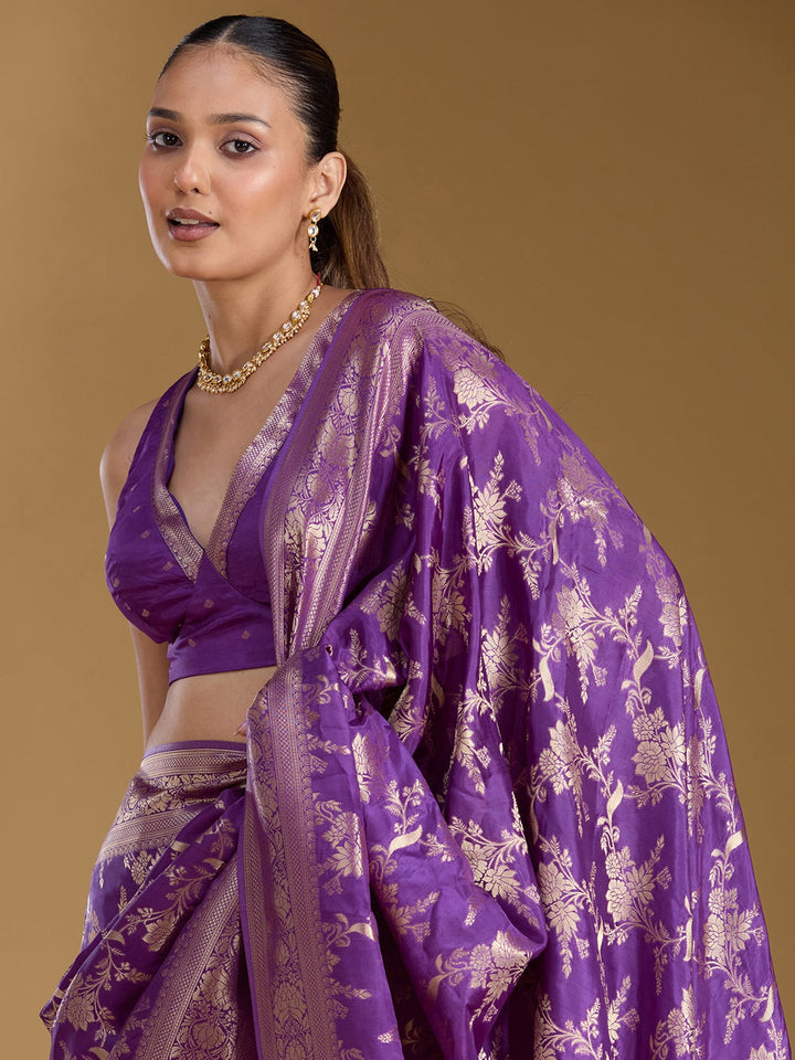 Violet Zariwork (Gold) Art Silk Silk_Saree