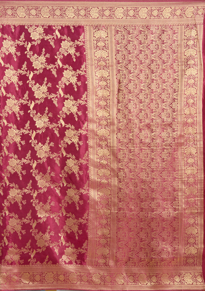 Wine Zariwork (Gold) Art Silk Silk_Saree