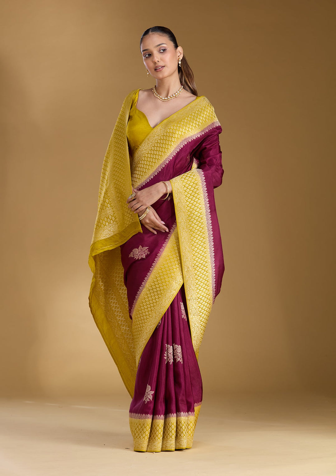 Wine Zariwork (Silver) Art Silk Silk_Saree