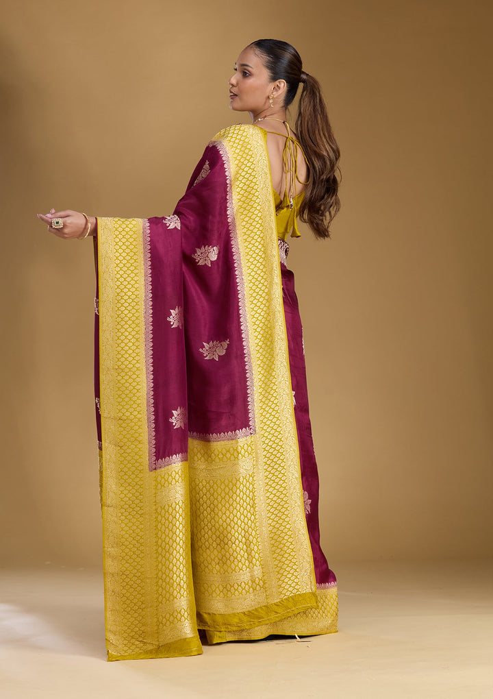 Wine Zariwork (Silver) Art Silk Silk_Saree