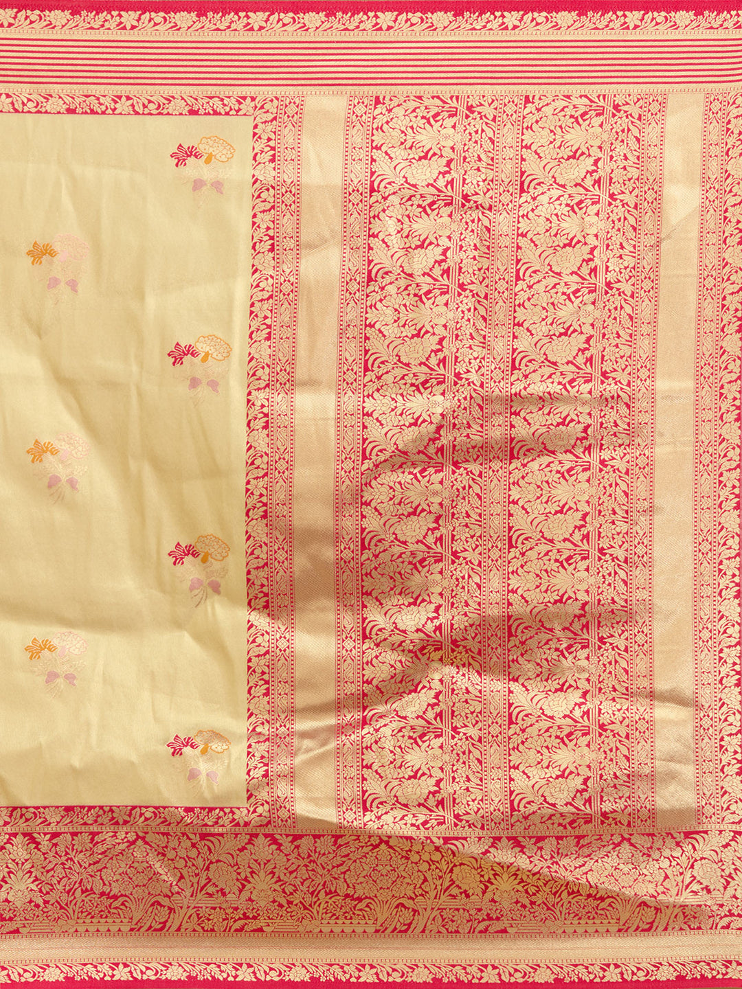 Cream Zariwork Art Silk Silk Saree