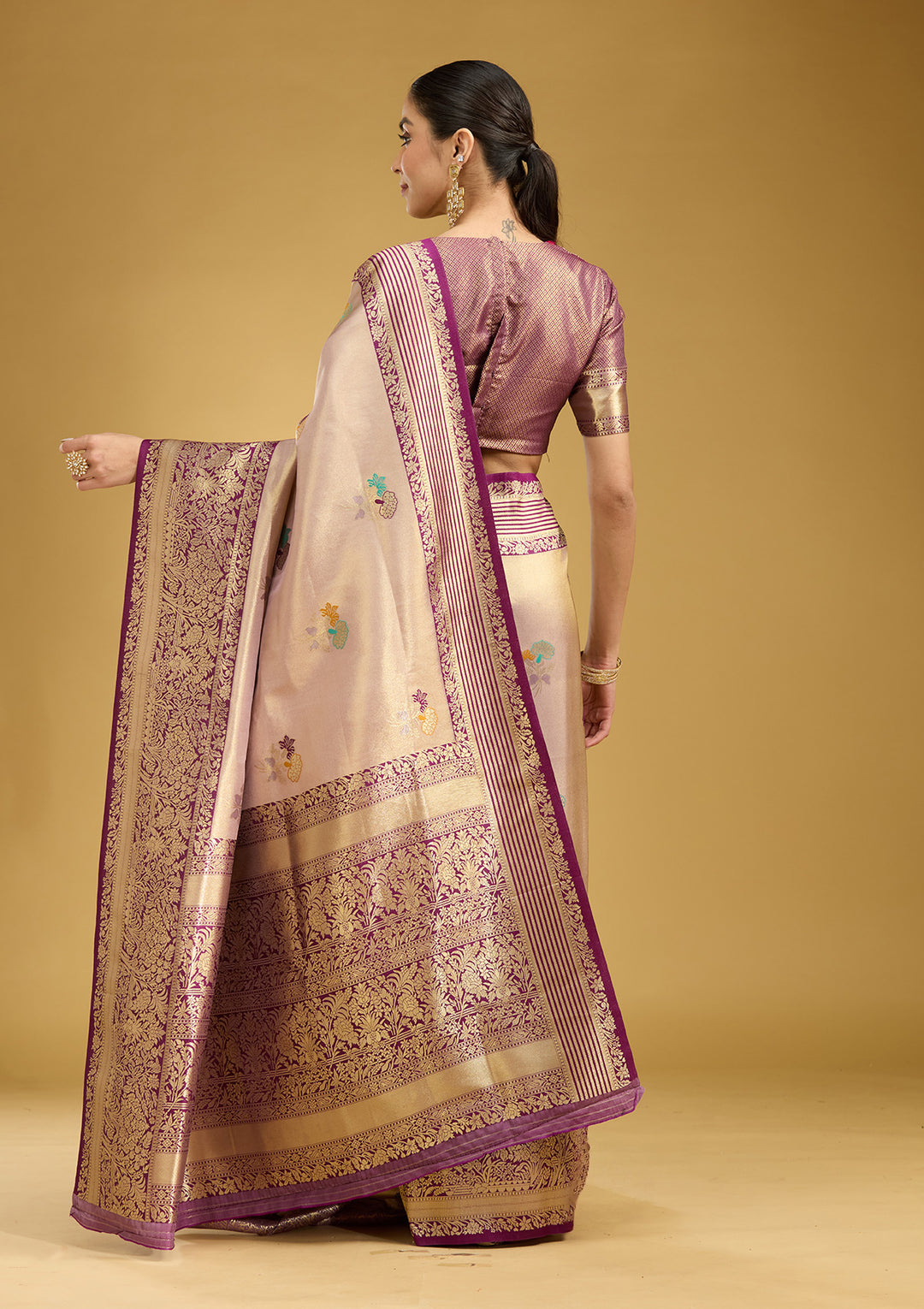Mauve Zariwork Art Silk Silk Saree