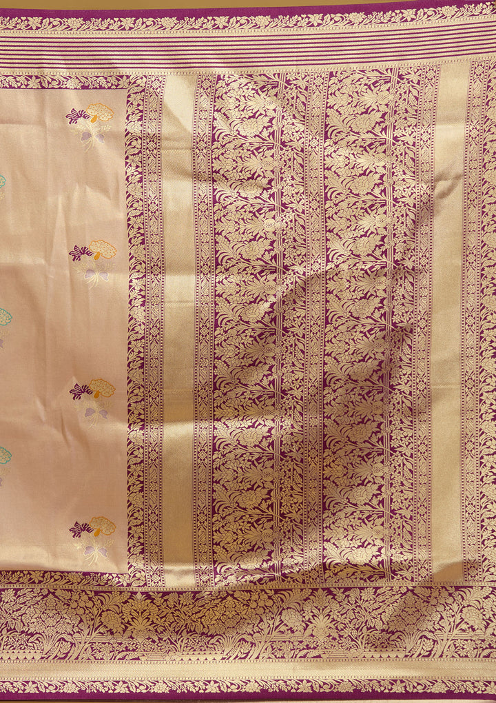 Mauve Zariwork Art Silk Silk Saree