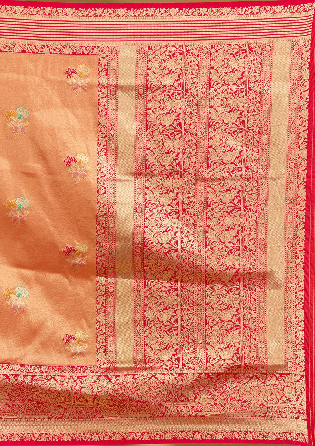 Rust Zariwork Art Silk Silk Saree