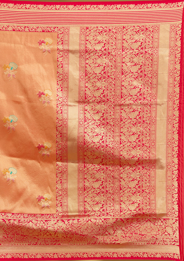 Rust Zariwork Art Silk Silk Saree