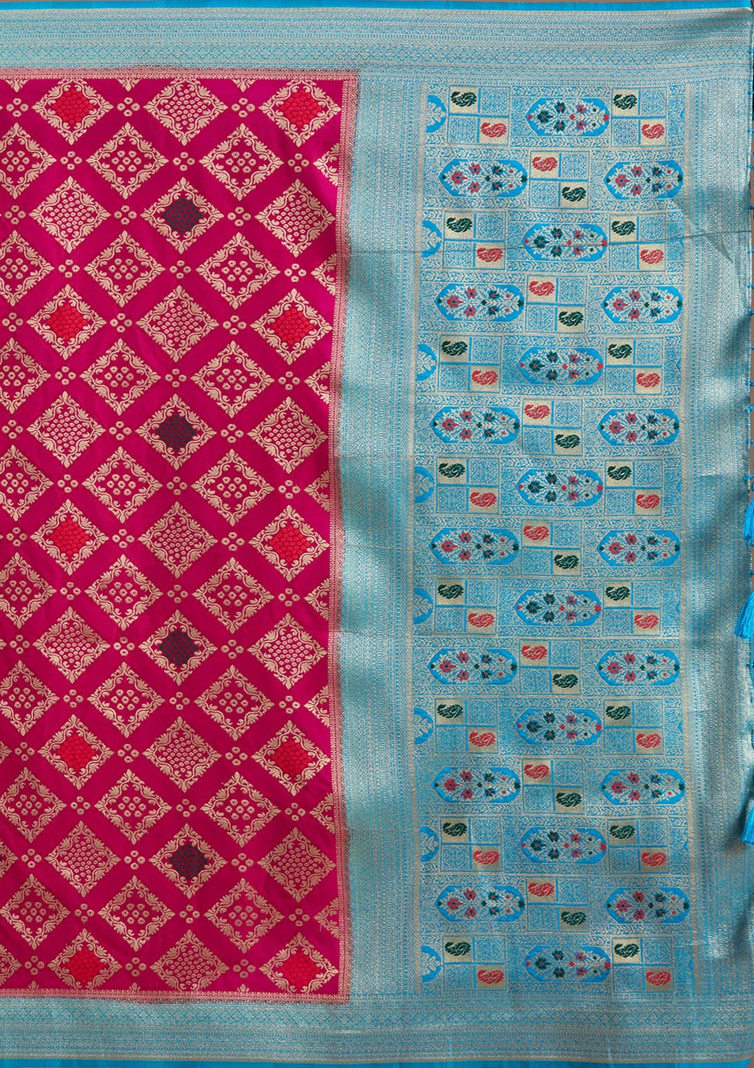Rani Pink Zariwork Silk Saree-koskii
