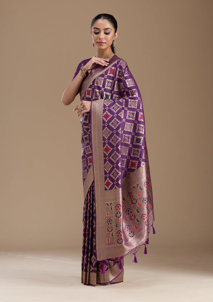 Violet Zariwork Silk Saree-koskii