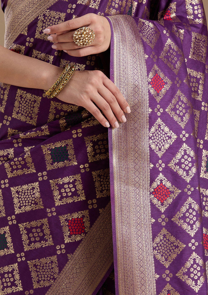 Violet Zariwork Silk Saree-koskii