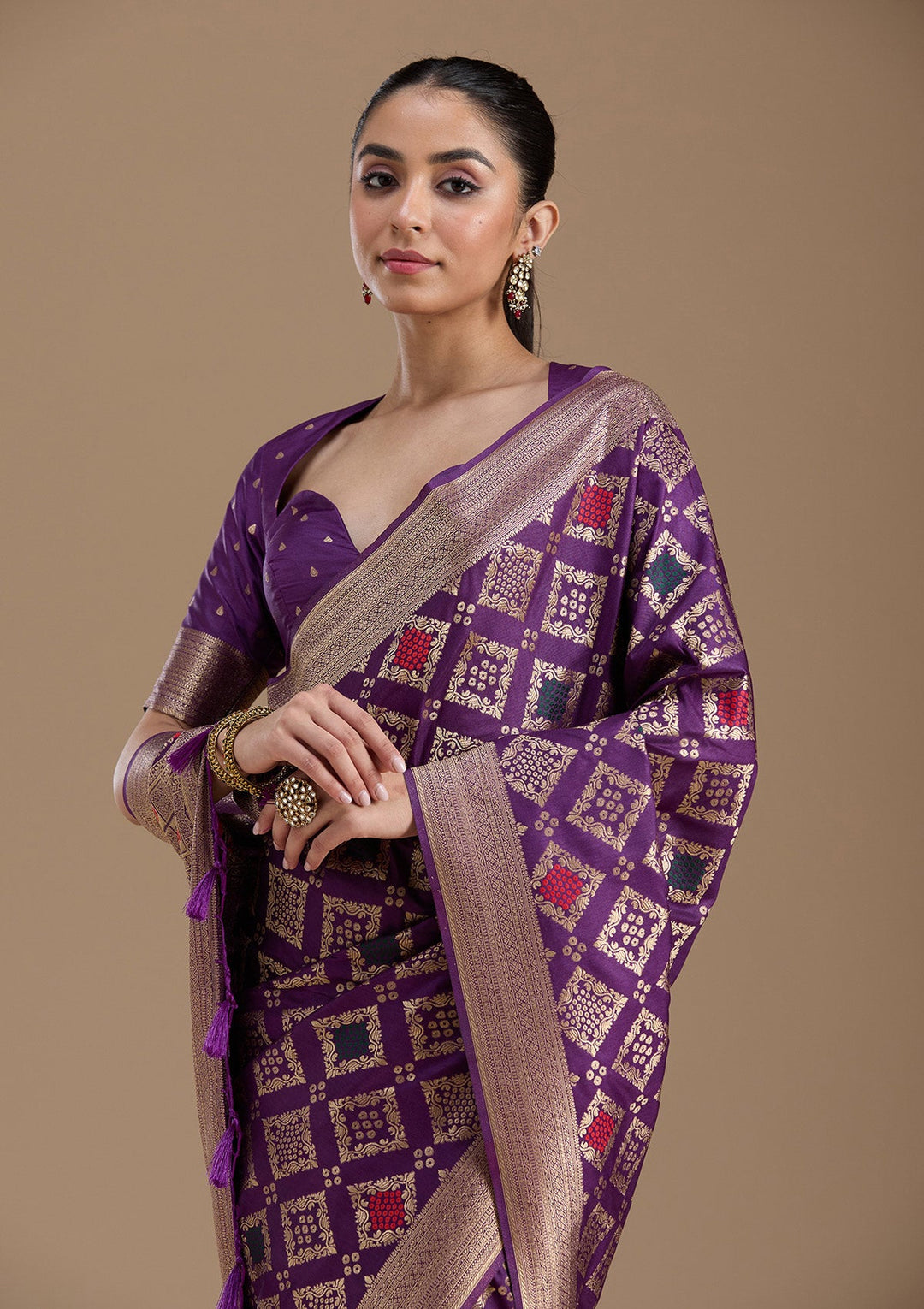 Violet Zariwork Silk Saree-koskii