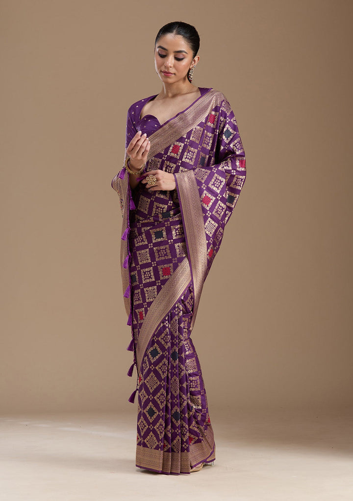 Violet Zariwork Silk Saree-koskii