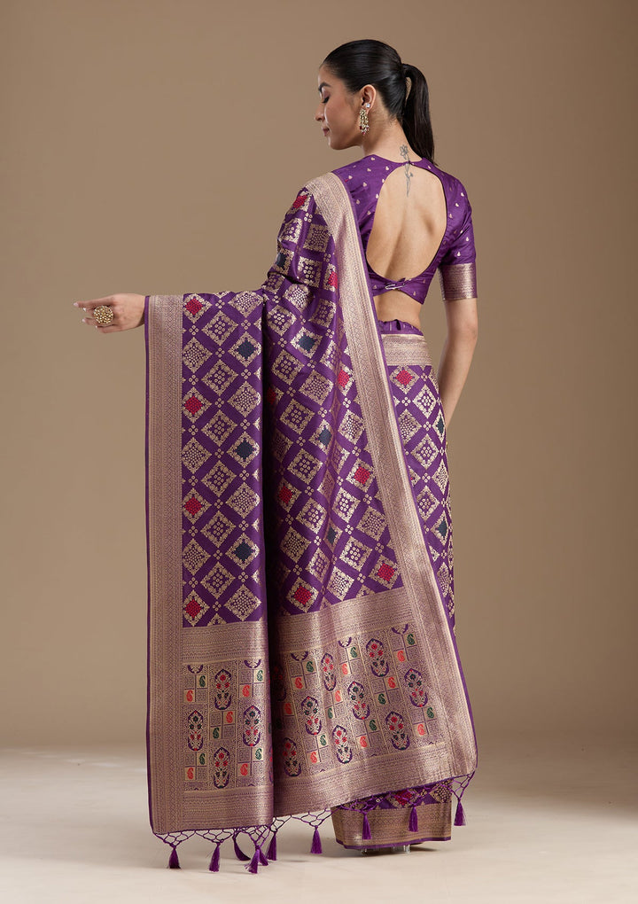 Violet Zariwork Silk Saree-koskii
