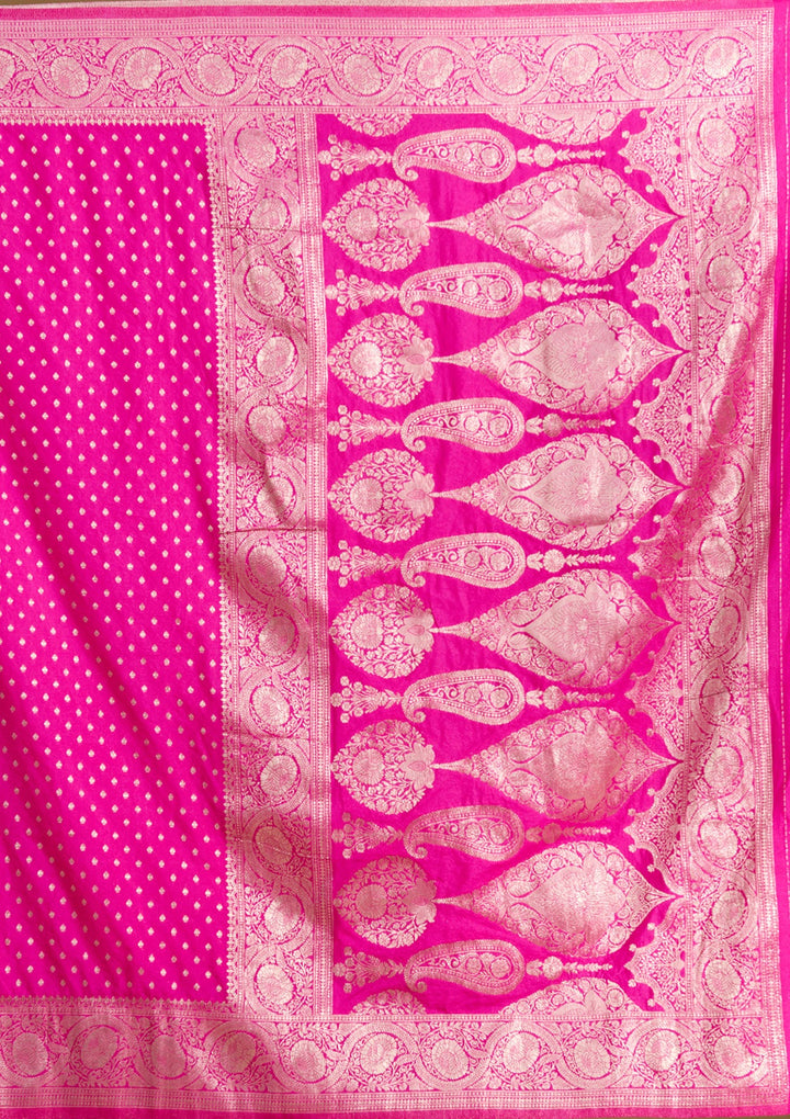 Magenta Pink Zariwork Art Silk Silk_Saree