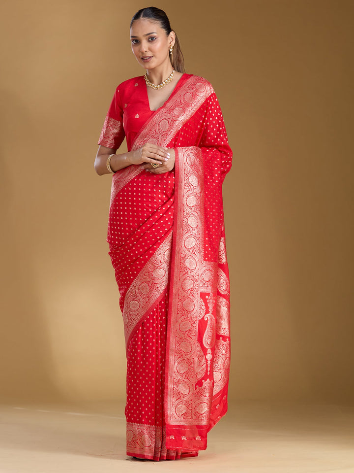 Red Zariwork Art Silk Silk Saree