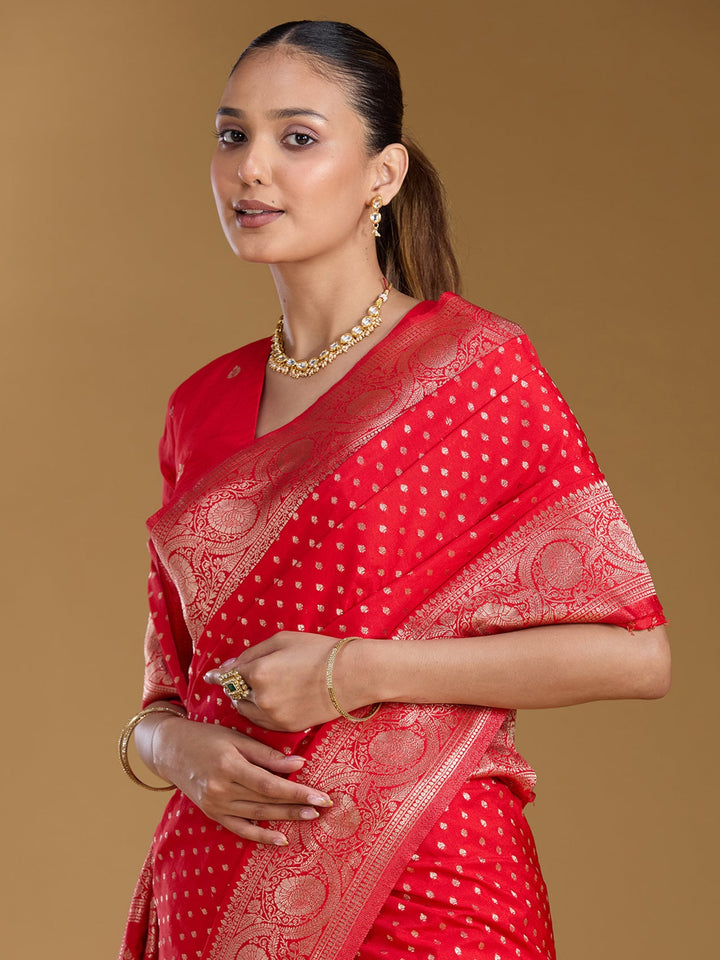 Red Zariwork Art Silk Silk Saree