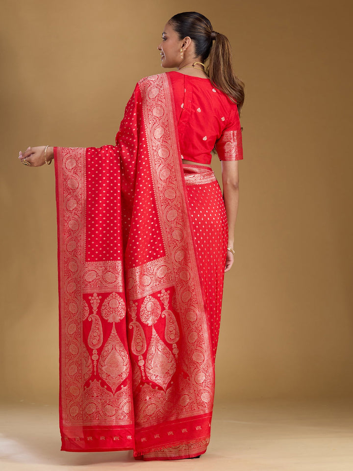 Red Zariwork Art Silk Silk Saree