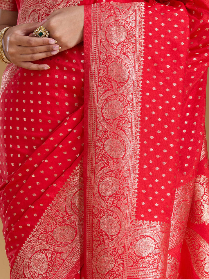Red Zariwork Art Silk Silk Saree