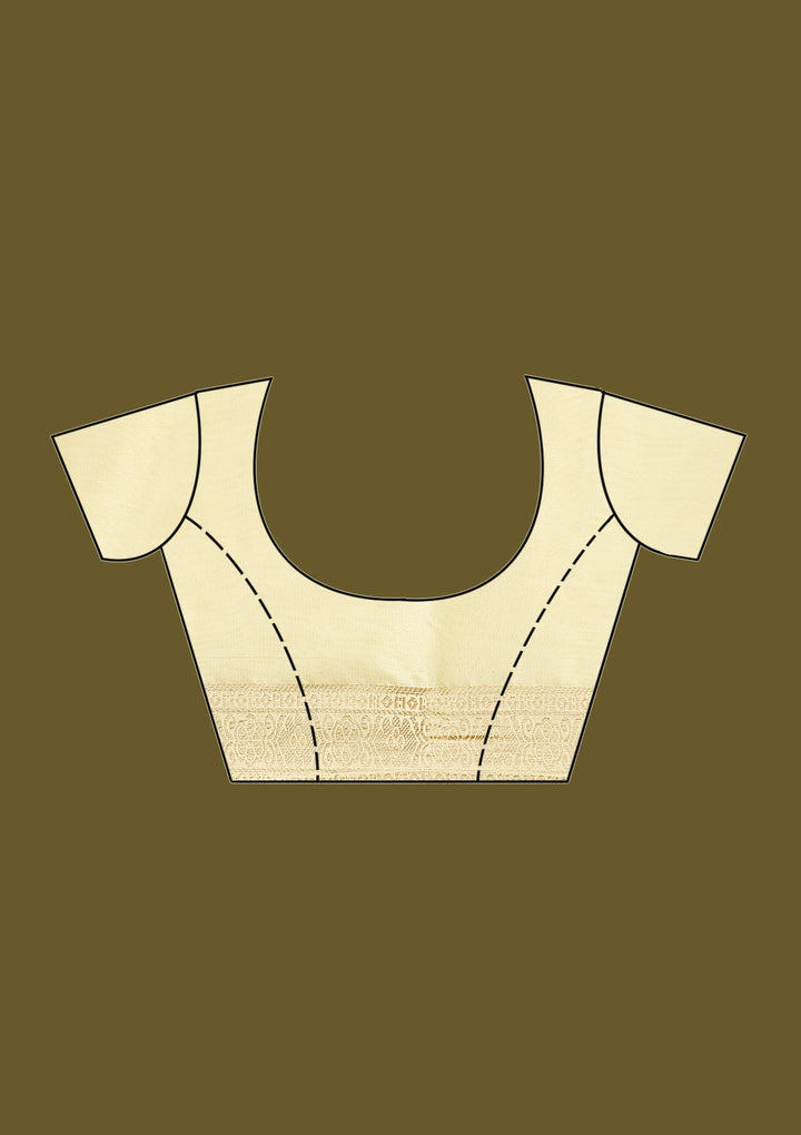 Cream Zariwork Georgette Silk Saree