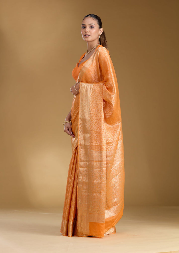 Orange Zariwork Georgette Silk_Saree