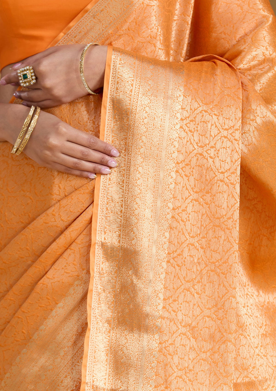 Orange Zariwork Georgette Silk_Saree