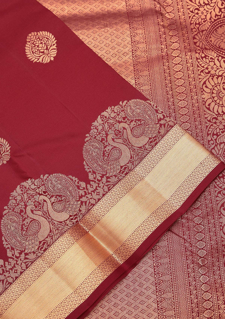 Brown Zariwork Pure Silk Saree-koskii
