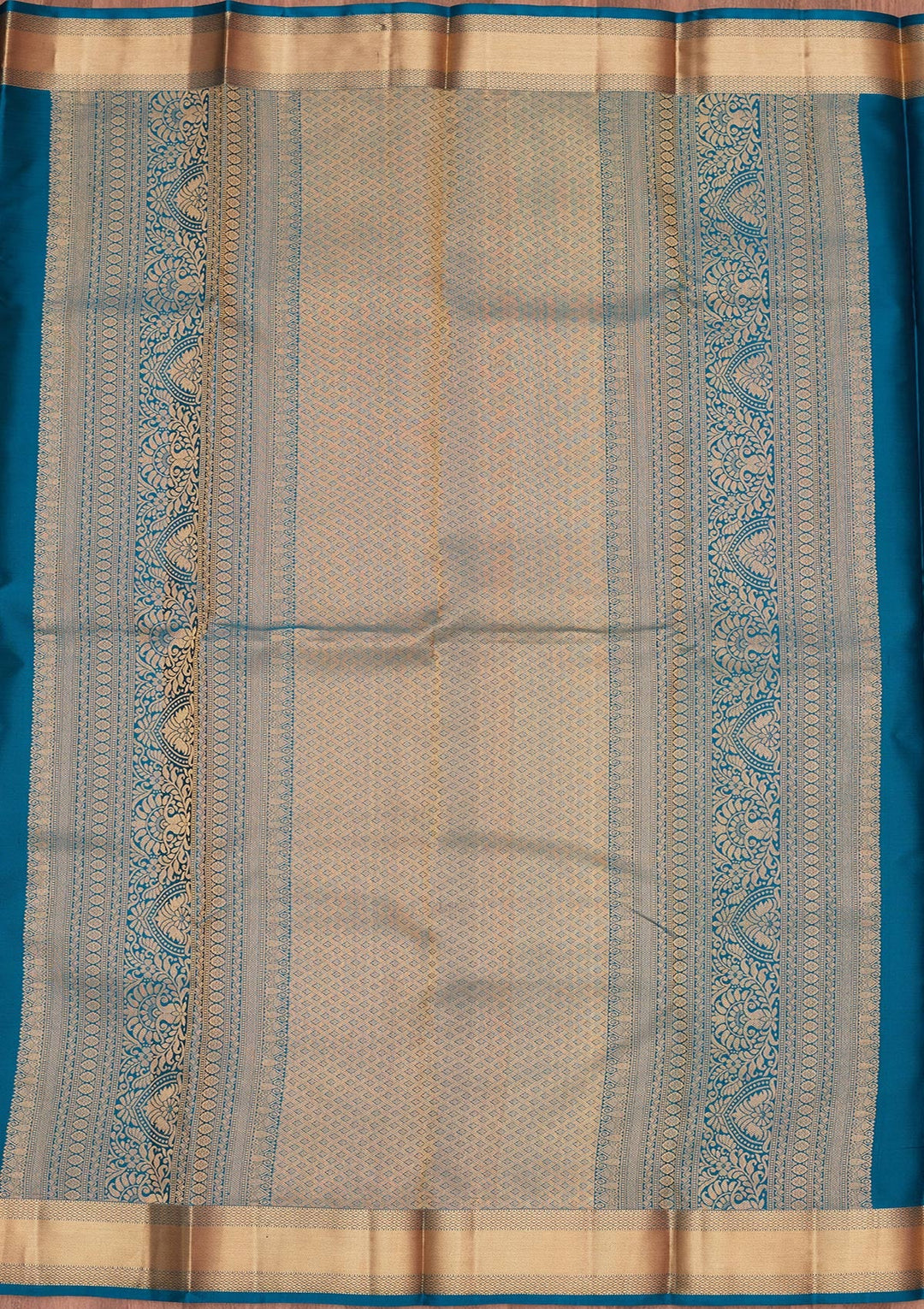 Peacock Blue Zariwork Silk Saree-koskii