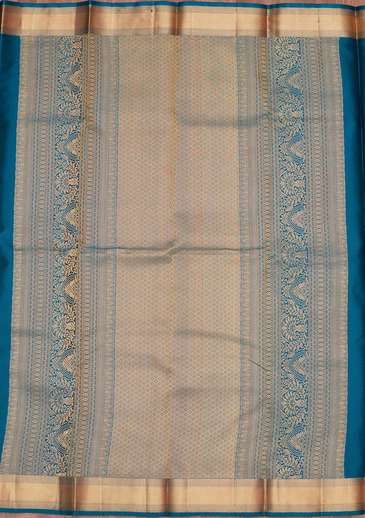 Peacock Blue Zariwork Silk Saree-koskii