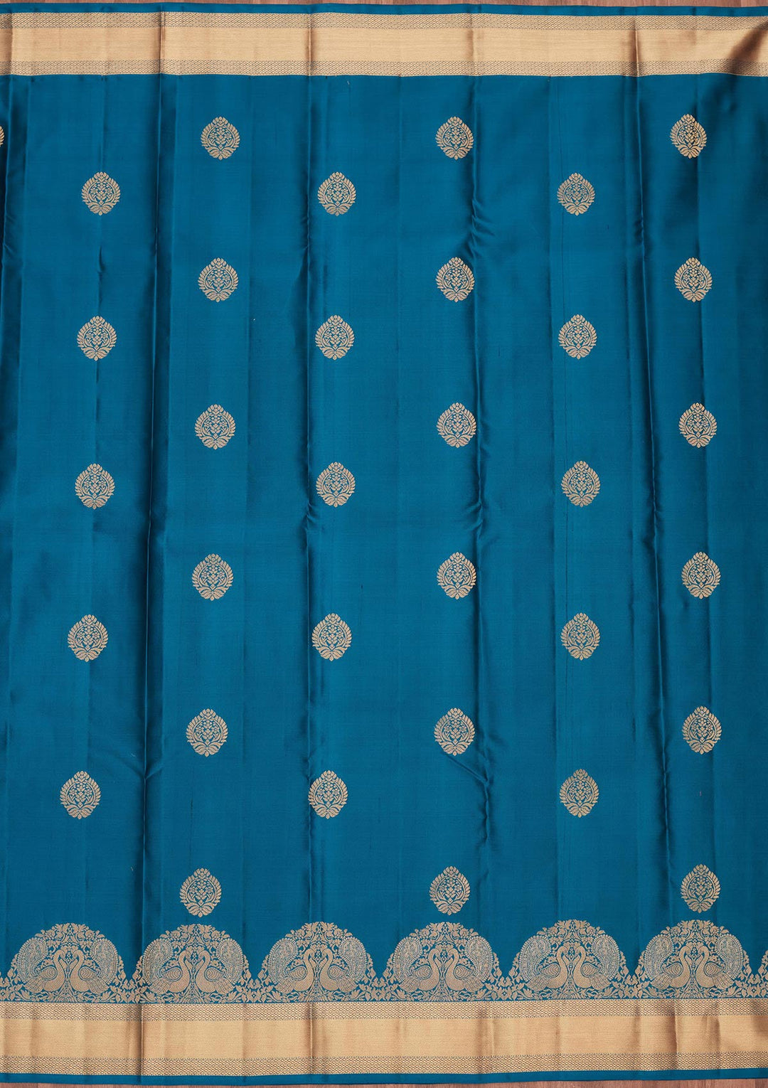 Peacock Blue Zariwork Silk Saree-koskii