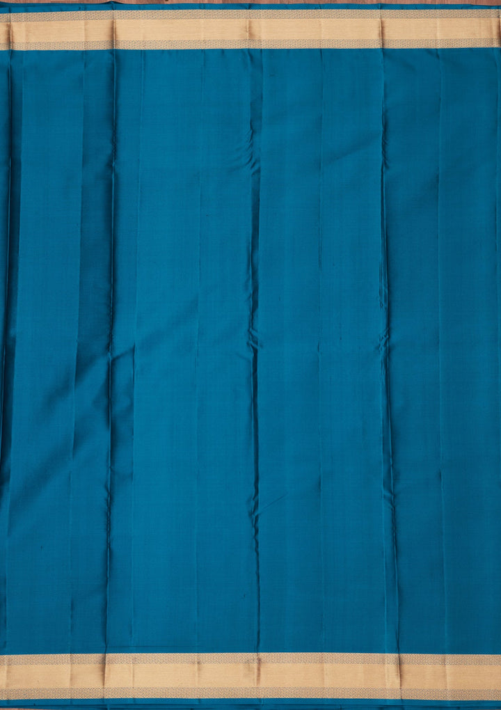 Peacock Blue Zariwork Silk Saree-koskii