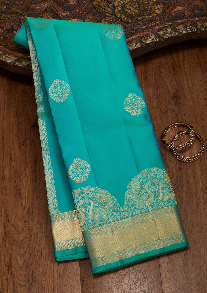 Sea Green Zariwork Silk Saree-koskii