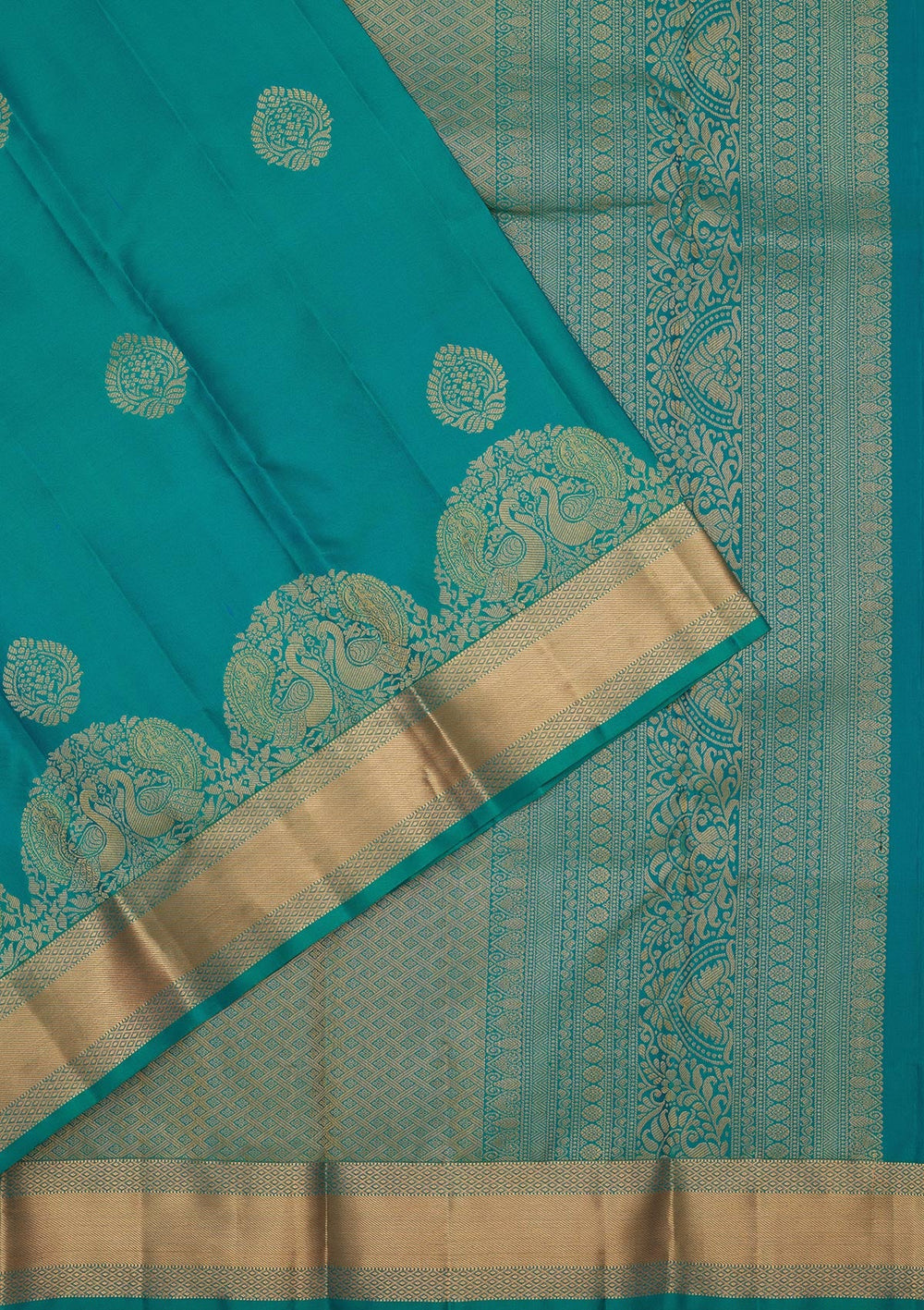 Sea Green Zariwork Silk Saree-koskii