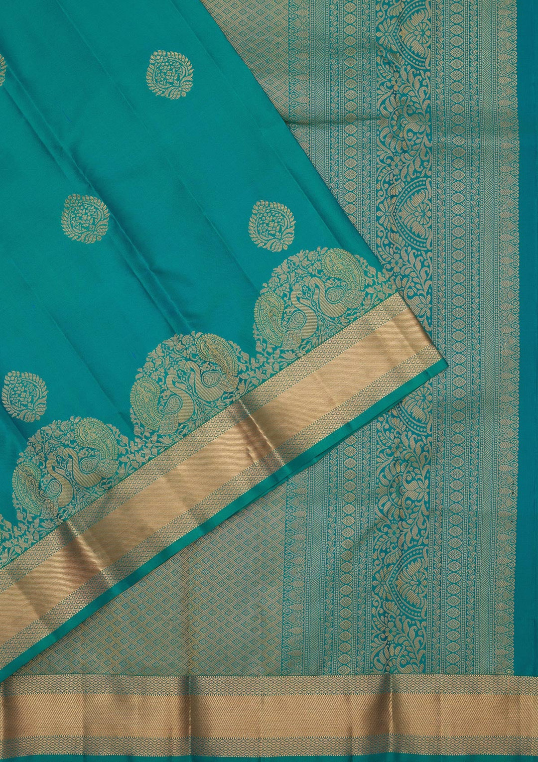 Sea Green Zariwork Silk Saree-koskii