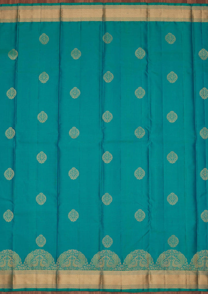 Sea Green Zariwork Silk Saree-koskii