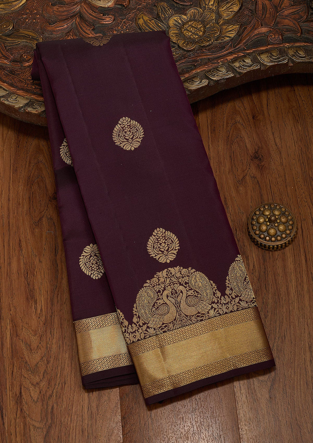 Wine Zariwork Silk Saree-koskii