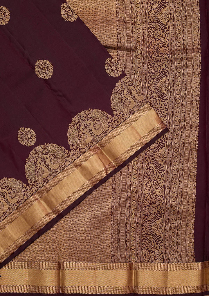 Wine Zariwork Silk Saree-koskii